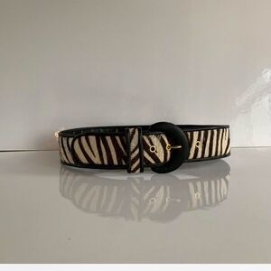 Vintage leather Holt Renfrew animal fur belt